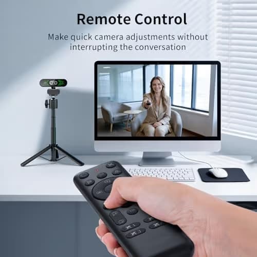 EMEET NOVA 4K Dual-Camera 4K Webcam for PC, Wide-Angle and Telephoto Cameras, Max 11X Hybrid Zoom, PDAF Focus, Remote Control, RGB Lights, Webcam with Microphone for Business or Personal Online Calls image