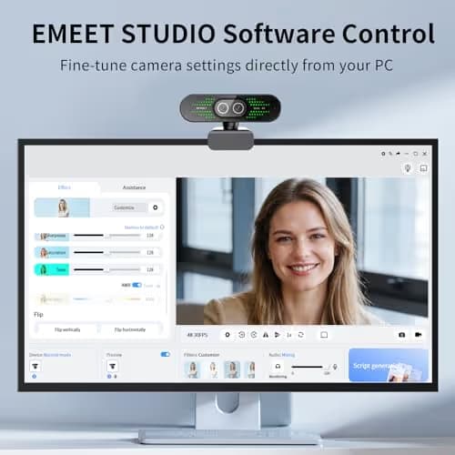 EMEET NOVA 4K Dual-Camera 4K Webcam for PC, Wide-Angle and Telephoto Cameras, Max 11X Hybrid Zoom, PDAF Focus, Remote Control, RGB Lights, Webcam with Microphone for Business or Personal Online Calls image