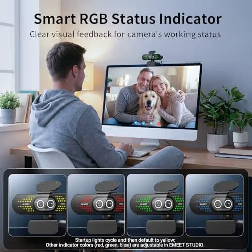 EMEET NOVA 4K Dual-Camera 4K Webcam for PC, Wide-Angle and Telephoto Cameras, Max 11X Hybrid Zoom, PDAF Focus, Remote Control, RGB Lights, Webcam with Microphone for Business or Personal Online Calls image