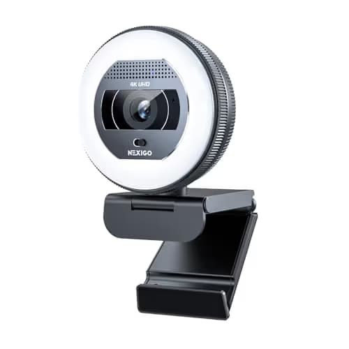 NexiGo N930E Pro, 4K Webcam with Ring Light, PDAF Autofocus, 1080P@60FPS, Dual Noise-Canceling Mics, Built-in Privacy Shutter, Web Cam for Streaming, Meeting, Gaming main image