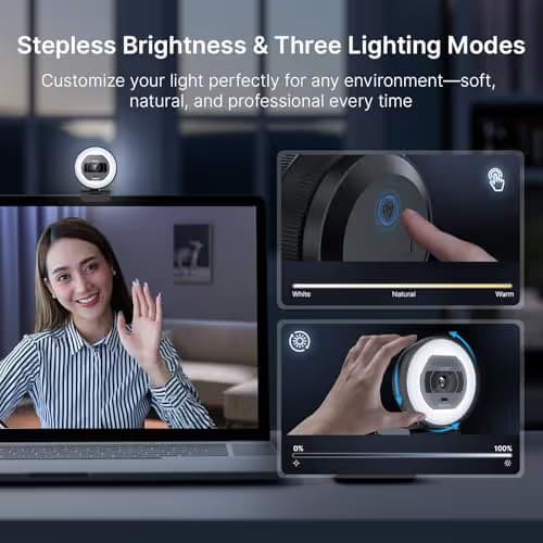 NexiGo N930E Pro, 4K Webcam with Ring Light, PDAF Autofocus, 1080P@60FPS, Dual Noise-Canceling Mics, Built-in Privacy Shutter, Web Cam for Streaming, Meeting, Gaming image