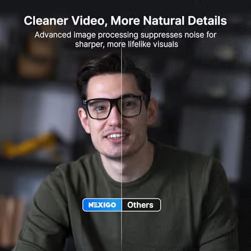 NexiGo N930E Pro, 4K Webcam with Ring Light, PDAF Autofocus, 1080P@60FPS, Dual Noise-Canceling Mics, Built-in Privacy Shutter, Web Cam for Streaming, Meeting, Gaming image