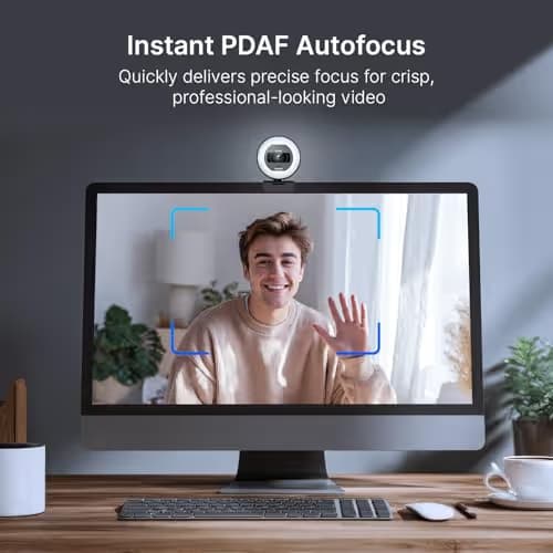 NexiGo N930E Pro, 4K Webcam with Ring Light, PDAF Autofocus, 1080P@60FPS, Dual Noise-Canceling Mics, Built-in Privacy Shutter, Web Cam for Streaming, Meeting, Gaming image
