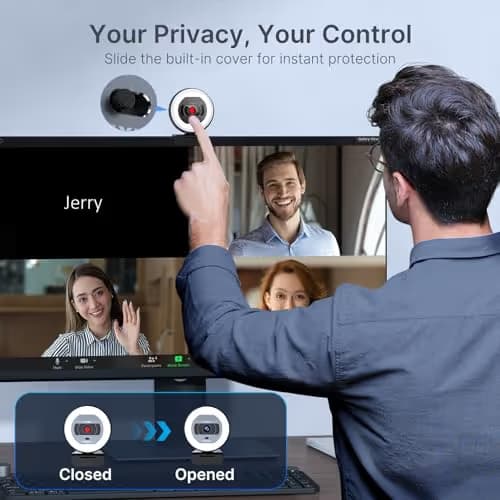 NexiGo N930E Pro, 4K Webcam with Ring Light, PDAF Autofocus, 1080P@60FPS, Dual Noise-Canceling Mics, Built-in Privacy Shutter, Web Cam for Streaming, Meeting, Gaming image
