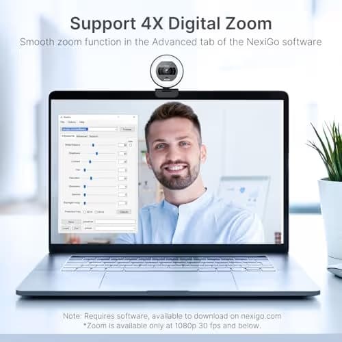 NexiGo N930E Pro, 4K Webcam with Ring Light, PDAF Autofocus, 1080P@60FPS, Dual Noise-Canceling Mics, Built-in Privacy Shutter, Web Cam for Streaming, Meeting, Gaming image