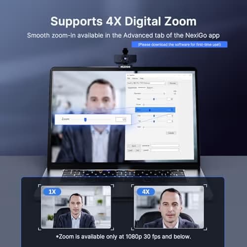 NexiGo N60 Pro 4K Webcam for PC, 4K UHD Sony Sensor, Autofocus, 1080p 60 fps, Noise-Canceling Mics, Privacy Cover, Distortion-Free Lens, 4X Digital Zoom, Works with Switch 2/Zoom/Teams/Google Meet image