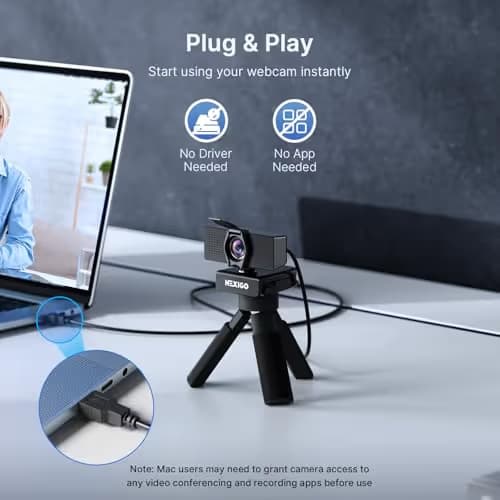 NexiGo N60 Pro 4K Webcam for PC, 4K UHD Sony Sensor, Autofocus, 1080p 60 fps, Noise-Canceling Mics, Privacy Cover, Distortion-Free Lens, 4X Digital Zoom, Works with Switch 2/Zoom/Teams/Google Meet image