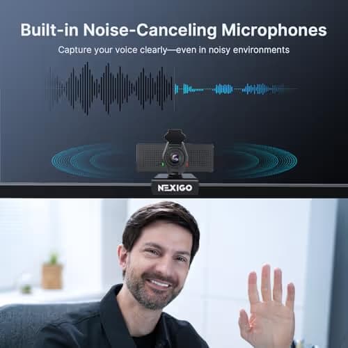 NexiGo N60 Pro 4K Webcam for PC, 4K UHD Sony Sensor, Autofocus, 1080p 60 fps, Noise-Canceling Mics, Privacy Cover, Distortion-Free Lens, 4X Digital Zoom, Works with Switch 2/Zoom/Teams/Google Meet image