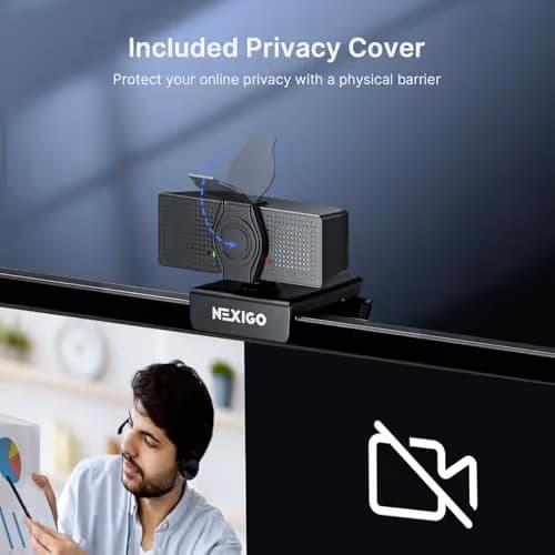 NexiGo N60 Pro 4K Webcam for PC, 4K UHD Sony Sensor, Autofocus, 1080p 60 fps, Noise-Canceling Mics, Privacy Cover, Distortion-Free Lens, 4X Digital Zoom, Works with Switch 2/Zoom/Teams/Google Meet image