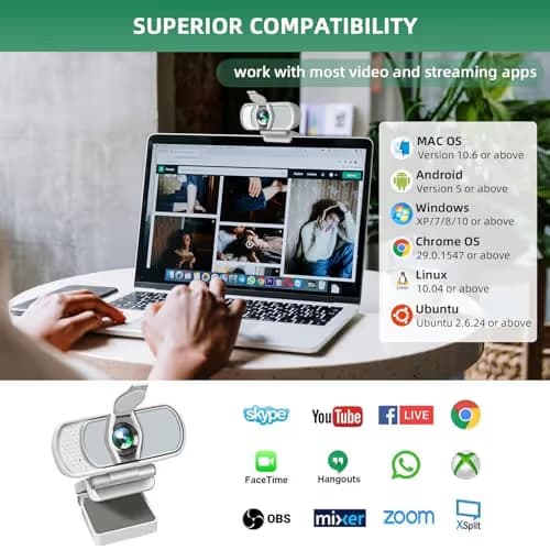 XPCAM USB C Webcam 1080p Computer Camera with Mic, Pro Streaming Web Camera for Mac Desktop Laptop, USB Web Cam Cover and Stand for PC Meeting Twitch Zoom image