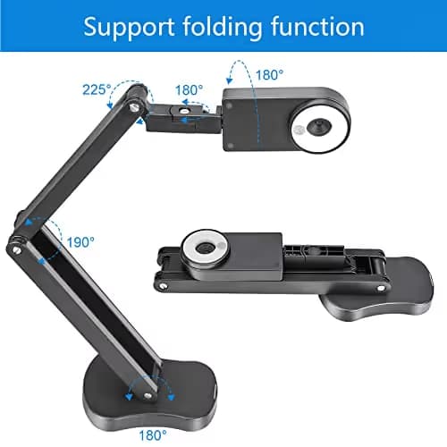 Kitchbai 4K USB Document Camera for Teacher, 8MP Webcam & Visualiser for A3 Size with Dual Microphones, 3-Level LED Light, Image Invert, Foldable for Live Demo, Work with Windows, macOS and Chrome OS image