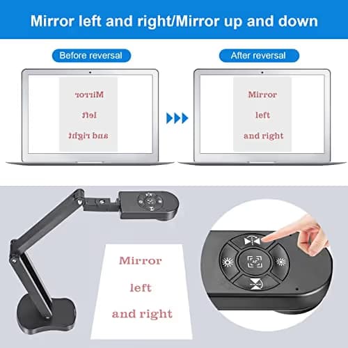 Kitchbai 4K USB Document Camera for Teacher, 8MP Webcam & Visualiser for A3 Size with Dual Microphones, 3-Level LED Light, Image Invert, Foldable for Live Demo, Work with Windows, macOS and Chrome OS image