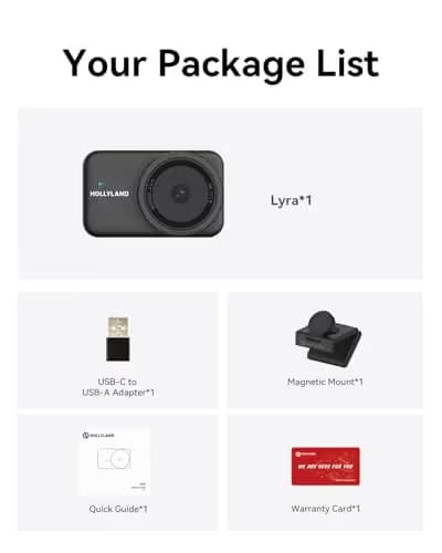 Hollyland Lyra Webcam UHD 4K Webcam for PC, 1/1.5" Sensor, Auto Framing, PDAF, Control for Live Streaming, Video Calls, Gaming, Works with Zoom, Teams, Twitch & More image