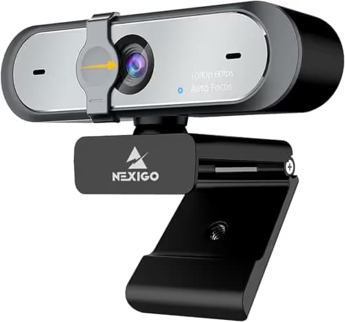 NexiGo N660P (Gen 2) 1080P 60FPS Webcam with Software Control, Dual Microphone & Cover, Autofocus, HD USB Computer Web Camera, for OBS/Gaming/Zoom/Skype/FaceTime/Teams/Twitch image