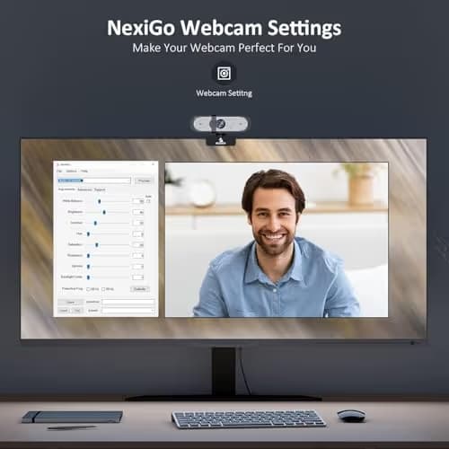 NexiGo N660P (Gen 2) 1080P 60FPS Webcam with Software Control, Dual Microphone & Cover, Autofocus, HD USB Computer Web Camera, for OBS/Gaming/Zoom/Skype/FaceTime/Teams/Twitch image