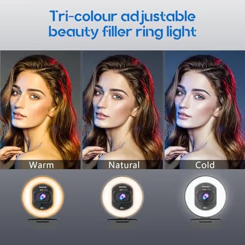 Galyimage 4K Webcam with Ring Light Web Cam 4K Autofocus with TOF Computer Camera 1080P 60FPS Web Camera Built-in Privacy Cover and Microphone Streaming Webcams for Zoom/Skype/Google Meet image