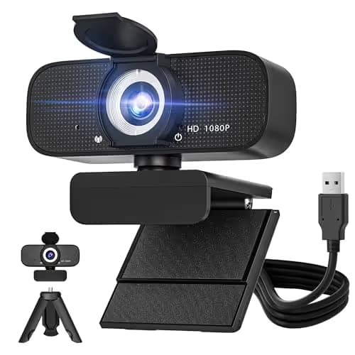 SZGIARUY 1080P Full HD Webcam with Built-in Microphone and Rotatable Tripod, Privacy Cover, for Desktop PC or Laptop Computer-Style1 image