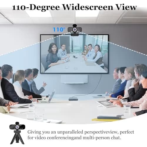 SZGIARUY 1080P Full HD Webcam with Built-in Microphone and Rotatable Tripod, Privacy Cover, for Desktop PC or Laptop Computer-Style1 image