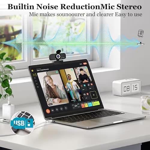 SZGIARUY 1080P Full HD Webcam with Built-in Microphone and Rotatable Tripod, Privacy Cover, for Desktop PC or Laptop Computer-Style1 image