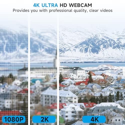 AOC 4k Webcam for PC with Microphone, Computer Camera with Noise Cancellation, Privacy Cover, 99° FOV, Plug & Play USB Webcam for Streaming, Conferencing, Zoom, Skype, Facetime, Laptop, PC, Skype image