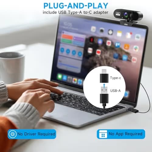 AOC 4k Webcam for PC with Microphone, Computer Camera with Noise Cancellation, Privacy Cover, 99° FOV, Plug & Play USB Webcam for Streaming, Conferencing, Zoom, Skype, Facetime, Laptop, PC, Skype image