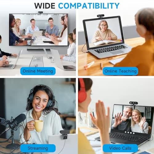 AOC 4k Webcam for PC with Microphone, Computer Camera with Noise Cancellation, Privacy Cover, 99° FOV, Plug & Play USB Webcam for Streaming, Conferencing, Zoom, Skype, Facetime, Laptop, PC, Skype image