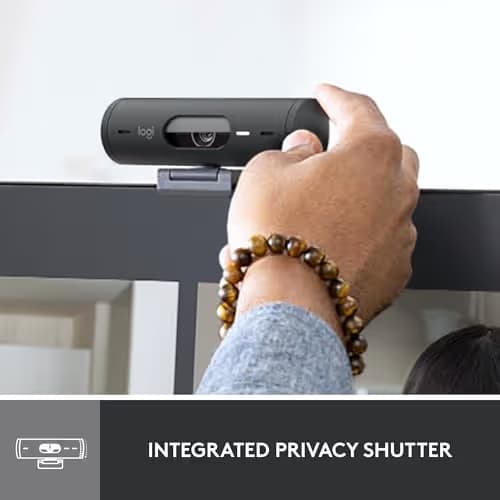 Logitech Brio 500 Full HD Webcam with Auto Light Correction, show Mode, Dual Noise Reduction Mics, Webcam Privacy Cover, Works with Microsoft Teams, Google Meet, Zoom, USB-C Cable, Streaming -Graphite image