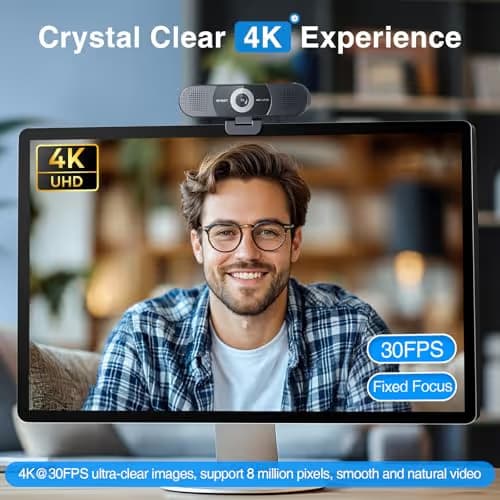 EMEET C980 PRO 3-in-1 4K Webcam with Microphone and Speaker, 60°-98° Wide Angle Webcam w/ 4 Noise Cancel Mics, 2 Speakers, Fixed Focus, Magnetic Privacy Cover, Great for Group and Personal Video Calls image