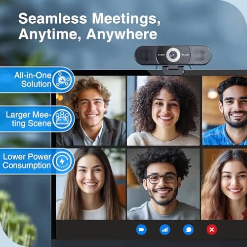 EMEET C980 PRO 3-in-1 4K Webcam with Microphone and Speaker, 60°-98° Wide Angle Webcam w/ 4 Noise Cancel Mics, 2 Speakers, Fixed Focus, Magnetic Privacy Cover, Great for Group and Personal Video Calls image