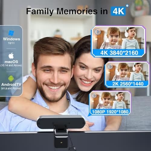 EMEET C980 PRO 3-in-1 4K Webcam with Microphone and Speaker, 60°-98° Wide Angle Webcam w/ 4 Noise Cancel Mics, 2 Speakers, Fixed Focus, Magnetic Privacy Cover, Great for Group and Personal Video Calls image