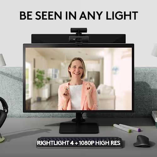 Logitech Brio 505 Full HD 1080p Webcam with auto Light Correction, framing, Dual Noise Reduction mics, Privacy Shutter - Works with Teams, Meet, Zoom, TAA Compliant. image