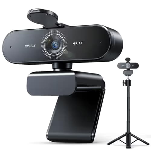 EMEET NOVA 4K Webcam with Tripod - 4K UHD, PDAF Autofocus, Adjustable Heights with 360° Swivel Head, 2 Noise-Cancelling Mics, USB Plug&Play, Privacy Cover, Ideal for Online Meetings&Live Streaming main image
