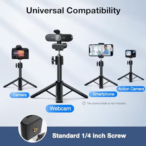 EMEET NOVA 4K Webcam with Tripod - 4K UHD, PDAF Autofocus, Adjustable Heights with 360° Swivel Head, 2 Noise-Cancelling Mics, USB Plug&Play, Privacy Cover, Ideal for Online Meetings&Live Streaming image