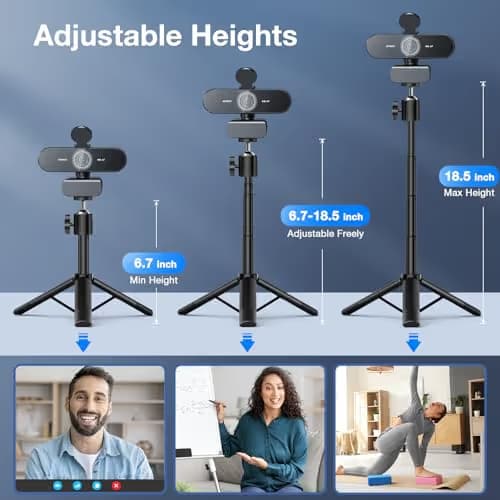 EMEET NOVA 4K Webcam with Tripod - 4K UHD, PDAF Autofocus, Adjustable Heights with 360° Swivel Head, 2 Noise-Cancelling Mics, USB Plug&Play, Privacy Cover, Ideal for Online Meetings&Live Streaming image
