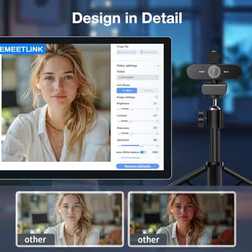 EMEET NOVA 4K Webcam with Tripod - 4K UHD, PDAF Autofocus, Adjustable Heights with 360° Swivel Head, 2 Noise-Cancelling Mics, USB Plug&Play, Privacy Cover, Ideal for Online Meetings&Live Streaming image