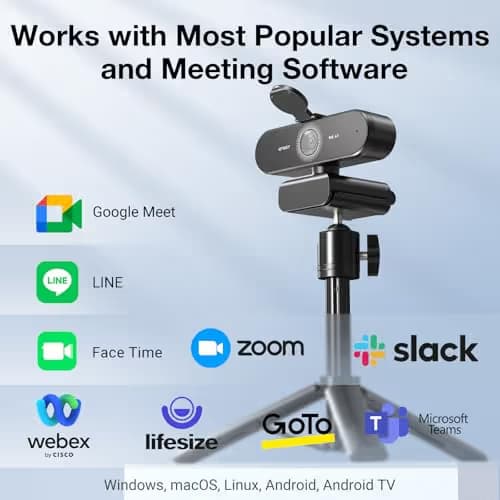 EMEET NOVA 4K Webcam with Tripod - 4K UHD, PDAF Autofocus, Adjustable Heights with 360° Swivel Head, 2 Noise-Cancelling Mics, USB Plug&Play, Privacy Cover, Ideal for Online Meetings&Live Streaming image