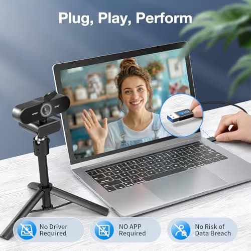 EMEET NOVA 4K Webcam with Tripod - 4K UHD, PDAF Autofocus, Adjustable Heights with 360° Swivel Head, 2 Noise-Cancelling Mics, USB Plug&Play, Privacy Cover, Ideal for Online Meetings&Live Streaming image
