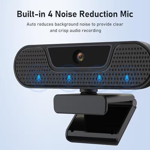 saylas 4K Webcam with 4 Noise Cancellation Microphone, W8GS Web Cam, Privacy Cover, 85° FOV, Plug & Play Web Streaming Camera for Computer, USB Webcam for Pc, Laptop, Desktop, Mac image
