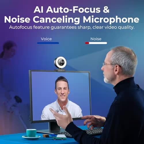 PixelForge 2K Webcam for PC with Microphone & Light & Privacy Cover, Web Camera for Desktop Computer/Laptop/Monitor/Mac, USB Streaming Camera for Zoom/Skype/Teams/Video Calling/Studying and Conference image