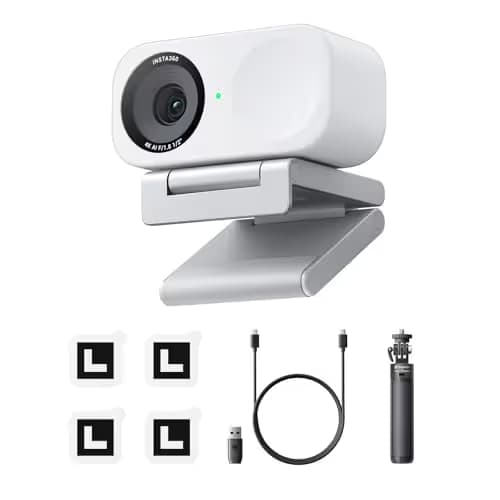 Insta360 Link 2C Tripod Bundle - 4K Webcam for PC/Mac, 1/2" Sensor, Auto Framing, HDR, AI Noise-Canceling Mic, Gesture Control for Streaming, Video Calls, Gaming, Works with Zoom, Teams, Twitch & More image