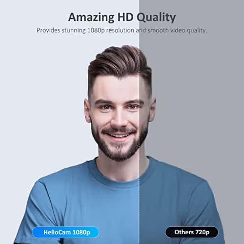 NexiGo HelloCam, 1080P Webcam with Windows Hello, True Privacy, Automatic Electronic Shutter, Computer Camera, Microphone, Facial Enhancement, HD USB Web Cam image