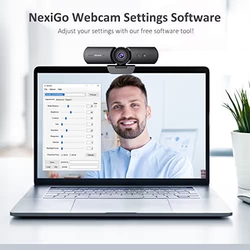 NexiGo HelloCam, 1080P Webcam with Windows Hello, True Privacy, Automatic Electronic Shutter, Computer Camera, Microphone, Facial Enhancement, HD USB Web Cam image