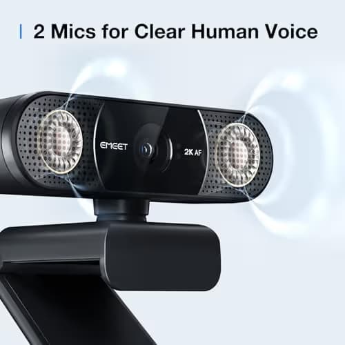 EMEET C960 2K Webcam with Microphone, 2K QHD, 2 Omnidirectional Mics, PDAF Autofocus Streaming Camera with Privacy Cover, Plug&Play USB Webcam for Calls/Conference, Zoom/Skype/YouTube, Laptop/Desktop image