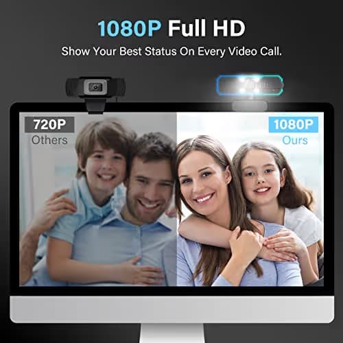 NBPOWER 1080P 60FPS Streaming Camera Webcam with Microphone and Fill RGB Light,Autofocus,Work with Laptop/Desktop Computer/Winsdows/Mac OS/PC Computer for Camera image