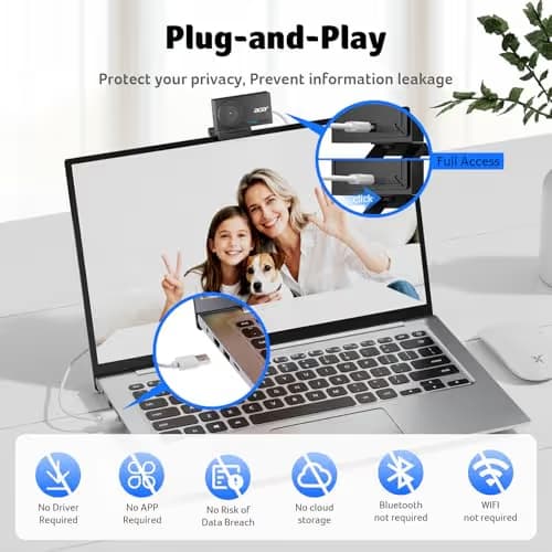 acer 4K Webcam for PC/Mac with All-Metal Unibody Sculpted, Sony 1/2" Sensor, PDAF, 2 Noise Reduction Mics, Privacy Cover, Lightweight, Fast Cooling, Streaming Camera for Live Meeting Commerce Gaming image