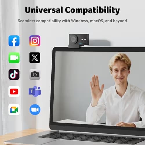 acer 4K Webcam for PC/Mac with All-Metal Unibody Sculpted, Sony 1/2" Sensor, PDAF, 2 Noise Reduction Mics, Privacy Cover, Lightweight, Fast Cooling, Streaming Camera for Live Meeting Commerce Gaming image