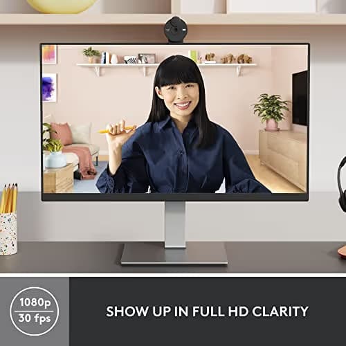 Logitech Brio 301 Full HD Webcam with Privacy Shutter, Noise Reduction Microphone, USB-C, Certified for Zoom, Microsoft Teams, Google Meet, Auto Light Correction - Black image