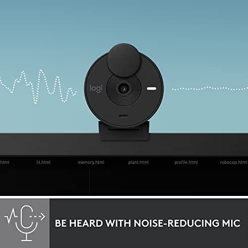 Logitech Brio 301 Full HD Webcam with Privacy Shutter, Noise Reduction Microphone, USB-C, Certified for Zoom, Microsoft Teams, Google Meet, Auto Light Correction - Black image