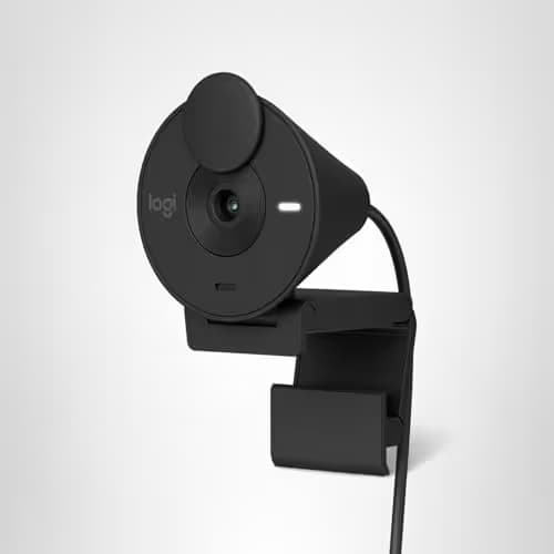 Logitech Brio 301 Full HD Webcam with Privacy Shutter, Noise Reduction Microphone, USB-C, Certified for Zoom, Microsoft Teams, Google Meet, Auto Light Correction - Black image