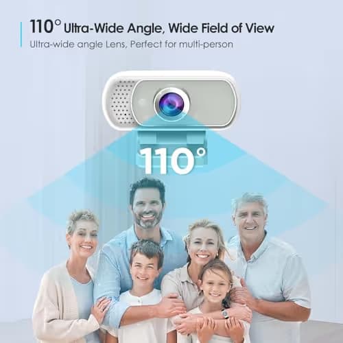 Webcam with Tripod Privacy Shutter: 1080P FHD Web Camera with Mic, Plug & Play USB A USB C Webcam with Stand, White Wide Angle Noise-Canceling Microphone Compact Web Cam for Online Meeting Classes image